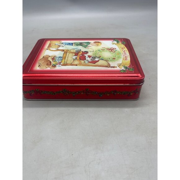 Christmas empty tin the swiss colony Santa mouse boy with list holly red READ - Picture 3 of 7